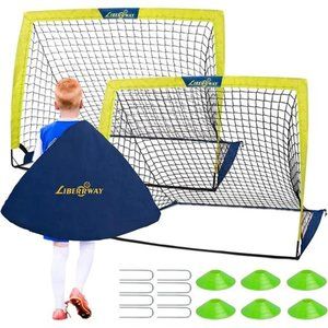 Soccer Goal 4'x 3' Portable Kids Soccer Goals with 6 Training Cones,, 2 Set